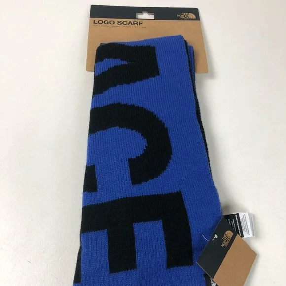 TNF The North Face Reversible Logo Scarf NWT Bold 2 Tone Design & PomPom Beanie - Picture 8 of 13